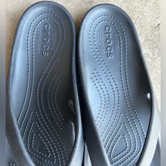 Crocs Iconic Comfort Black Slide flip flop Sandals Sz-W11.  M - Picture 3 of 6